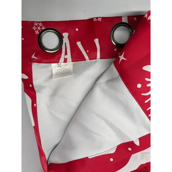 Bonzer Oeko-Tex standard 100 Christmas deer red curtains size 52in X 63in - Picture 2 of 4
